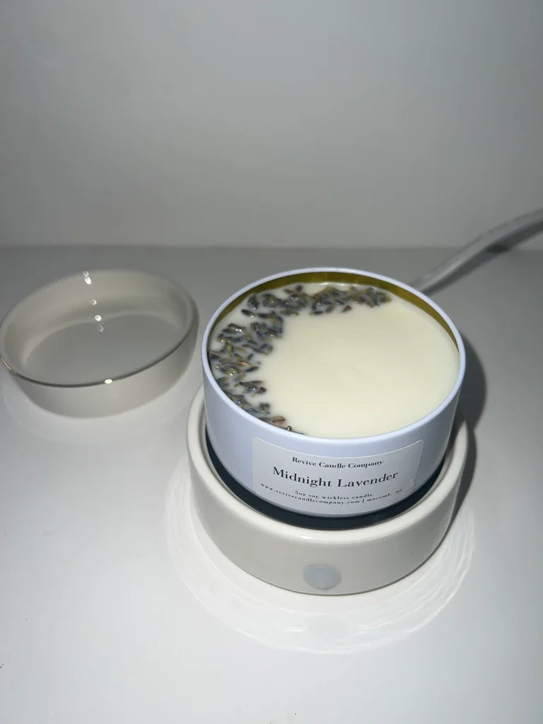 Wickless Candle with Warmer- Lavender Driftwood scented